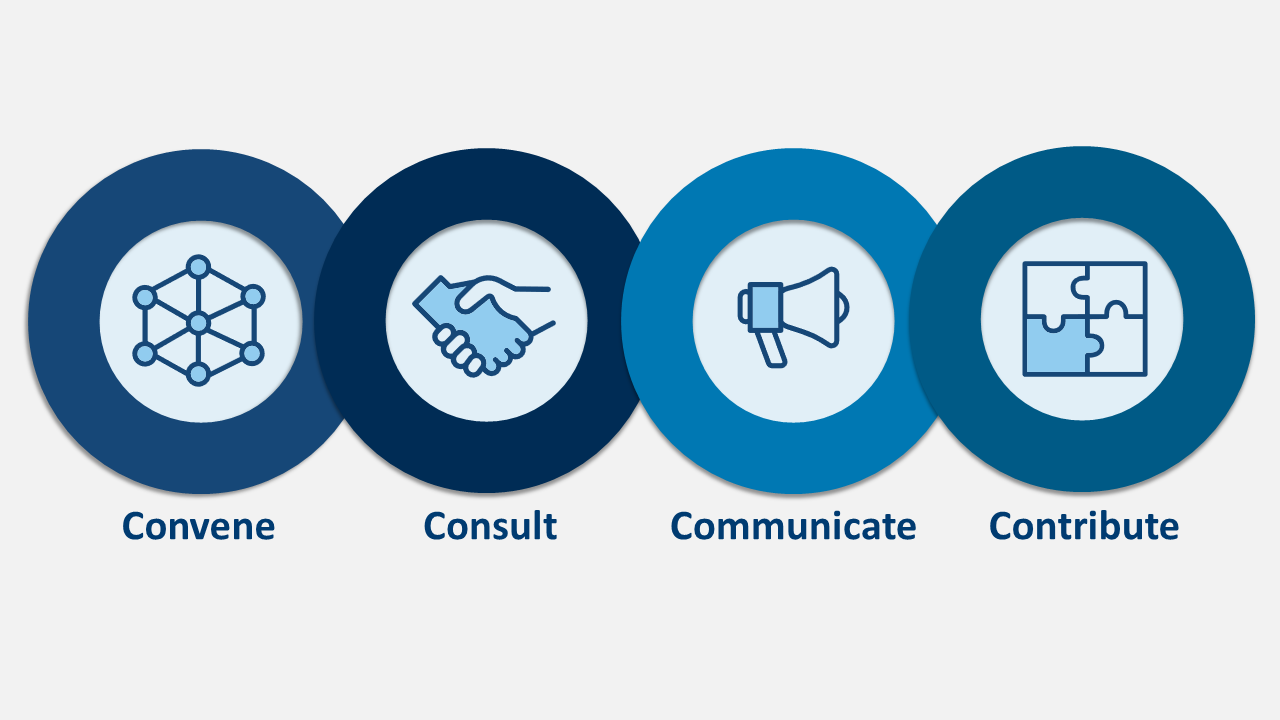 Graphics of SONNET's core functions: connect, consult, communicate