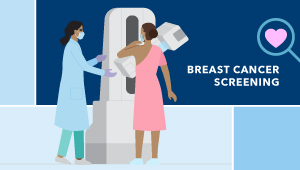 illustration nurse and patient mammogram